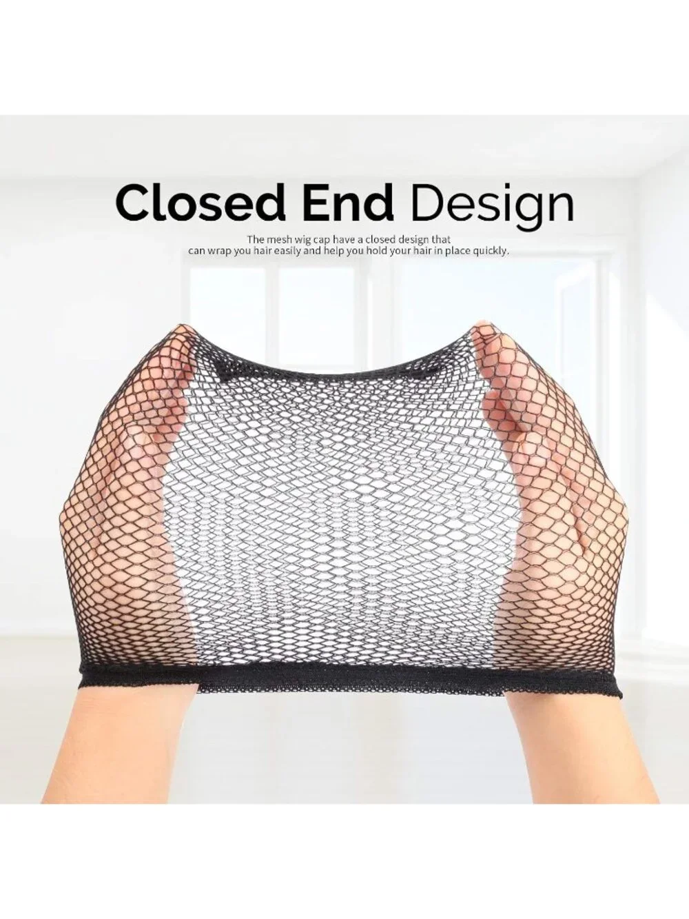 Women's Black 6 Pcs Closed End Hair Mesh Net Liner Weaving Cosplay Wigs Cap